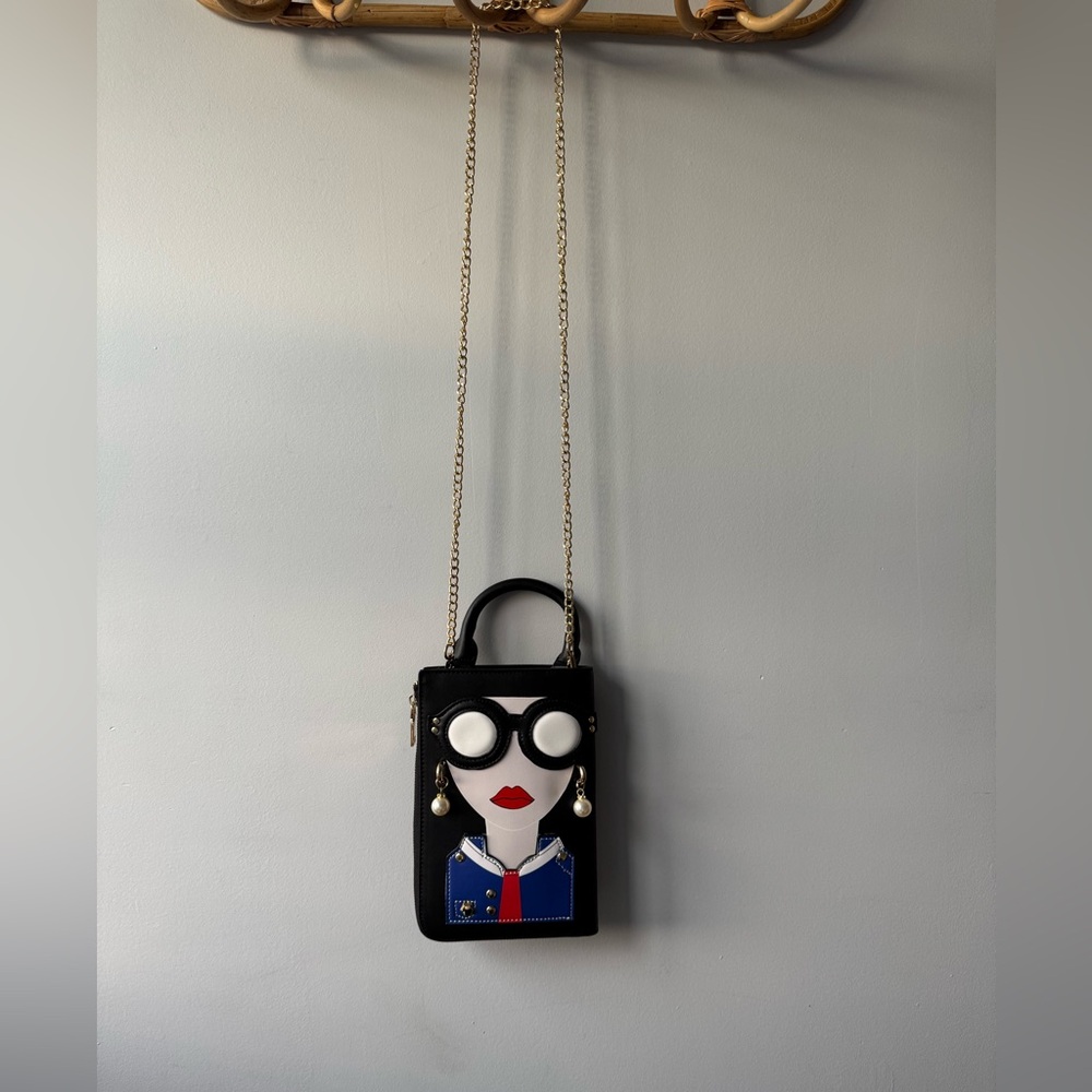 NWT JOSEPH D'AREZZO Sunglass Woman Top Handle Bag Black - Picture 3 of 9